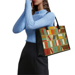 Watercolor Bookshelf Pattern Print Canvas Tote Bag
