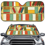 Watercolor Bookshelf Pattern Print Car Windshield Sun Shade