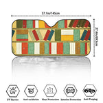 Watercolor Bookshelf Pattern Print Car Windshield Sun Shade