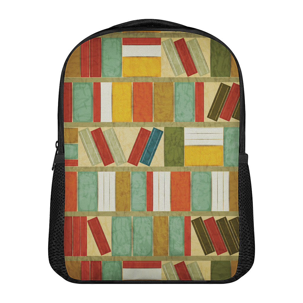 Watercolor Bookshelf Pattern Print Casual Backpack