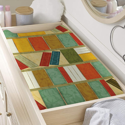 Watercolor Bookshelf Pattern Print Changing Pad Cover