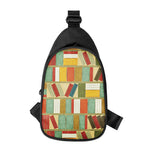 Watercolor Bookshelf Pattern Print Chest Bag