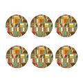 Watercolor Bookshelf Pattern Print Coaster Set