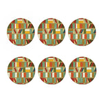 Watercolor Bookshelf Pattern Print Coaster Set