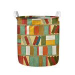 Watercolor Bookshelf Pattern Print Collapsible Laundry Basket
