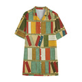 Watercolor Bookshelf Pattern Print Cotton Hawaiian Shirt