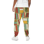 Watercolor Bookshelf Pattern Print Cotton Pants