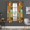 Watercolor Bookshelf Pattern Print Grommet Curtain Panels