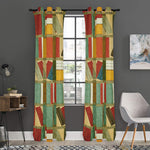 Watercolor Bookshelf Pattern Print Curtain