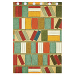 Watercolor Bookshelf Pattern Print Curtain