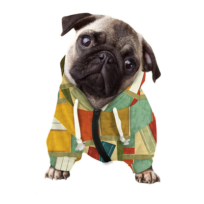 Watercolor Bookshelf Pattern Print Dog Zip Up Hoodie
