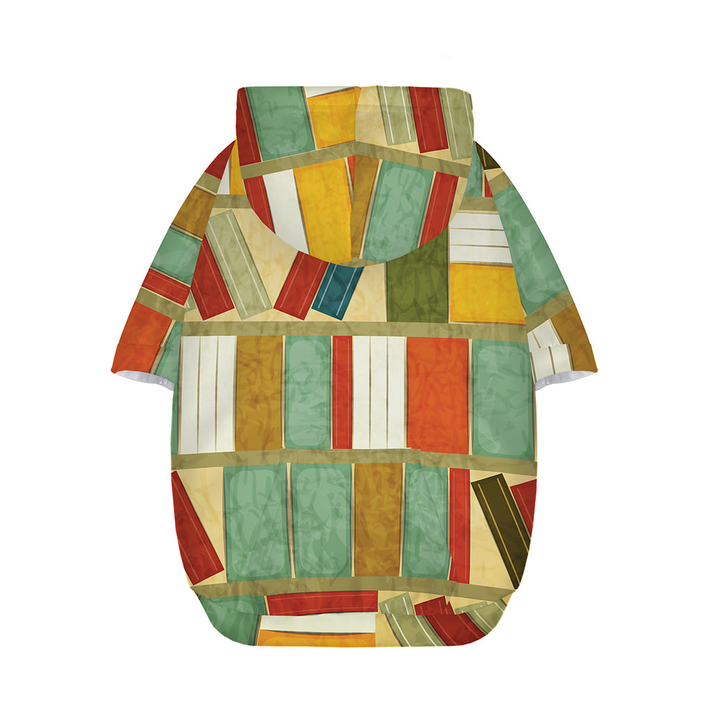 Watercolor Bookshelf Pattern Print Dog Zip Up Hoodie