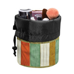 Watercolor Bookshelf Pattern Print Drawstring Makeup Bag