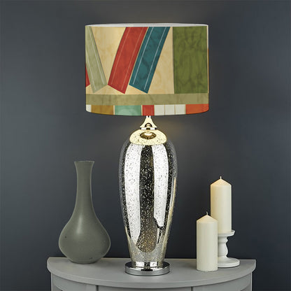 Watercolor Bookshelf Pattern Print Drum Lamp Shade