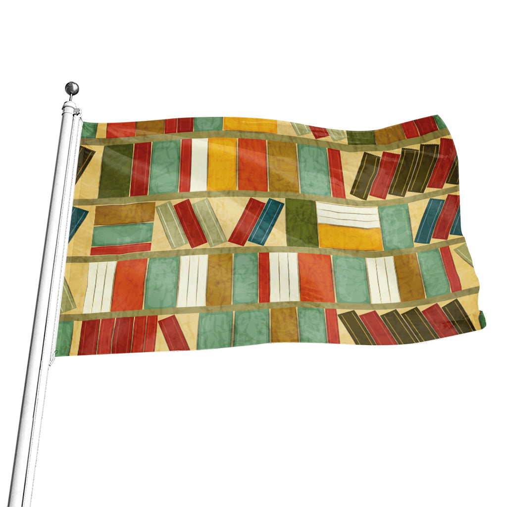 Watercolor Bookshelf Pattern Print Flag