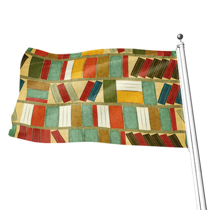 Watercolor Bookshelf Pattern Print Flag