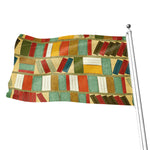 Watercolor Bookshelf Pattern Print Flag