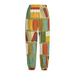 Watercolor Bookshelf Pattern Print Fleece Lined Knit Pants