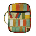 Watercolor Bookshelf Pattern Print Front Pocket Bible Bag