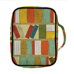 Watercolor Bookshelf Pattern Print Front Pocket Bible Bag