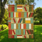 Watercolor Bookshelf Pattern Print Garden Flag