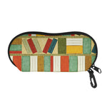 Watercolor Bookshelf Pattern Print Glasses Case
