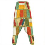 Watercolor Bookshelf Pattern Print Hammer Pants