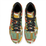 Watercolor Bookshelf Pattern Print High Top Leather Sneakers