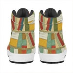 Watercolor Bookshelf Pattern Print High Top Leather Sneakers