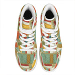 Watercolor Bookshelf Pattern Print High Top Leather Sneakers