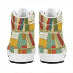Watercolor Bookshelf Pattern Print High Top Leather Sneakers