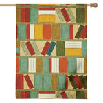 Watercolor Bookshelf Pattern Print House Flag