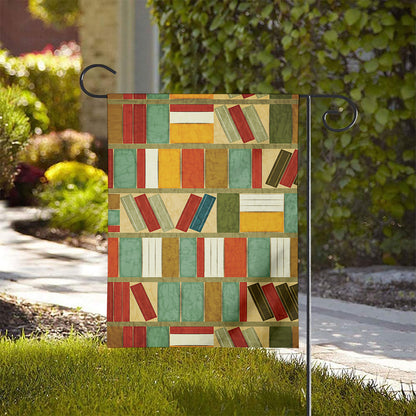 Watercolor Bookshelf Pattern Print House Flag