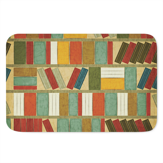 Watercolor Bookshelf Pattern Print Indoor Door Mat