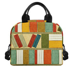 Watercolor Bookshelf Pattern Print Insulated Lunch Bag