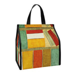 Watercolor Bookshelf Pattern Print Insulated Lunch Tote