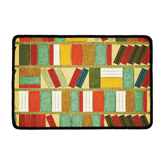 Watercolor Bookshelf Pattern Print Kitchen Mat