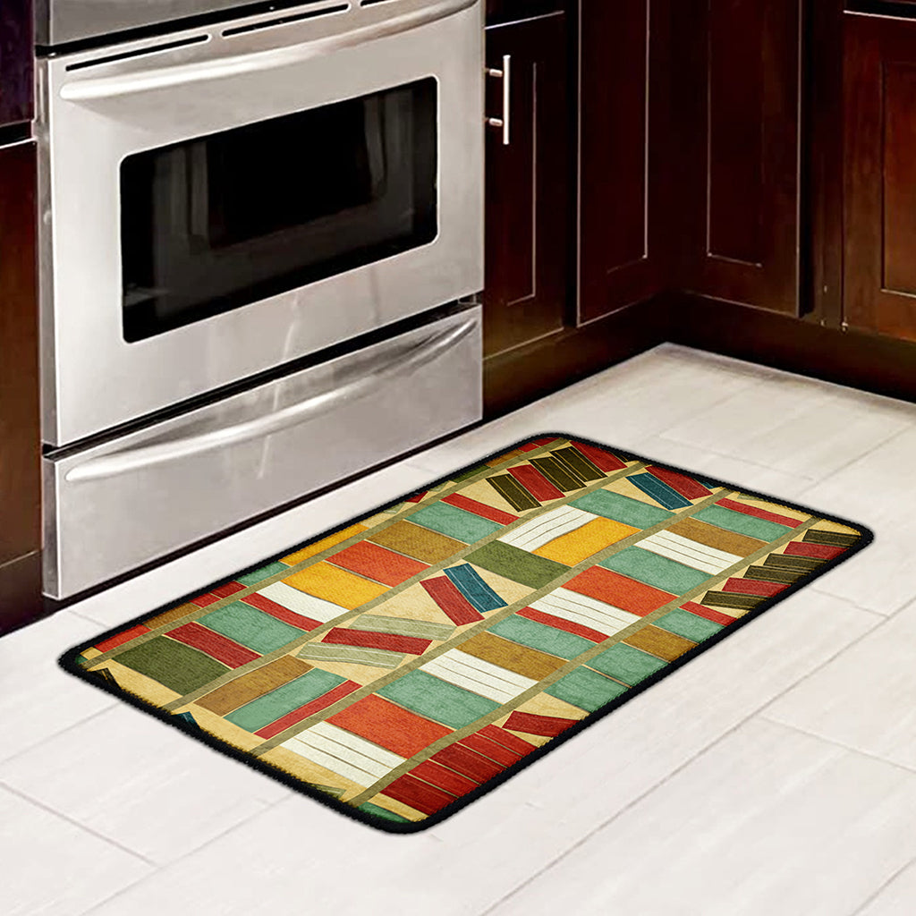 Watercolor Bookshelf Pattern Print Kitchen Mat