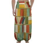 Watercolor Bookshelf Pattern Print Lantern Pants