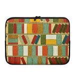 Watercolor Bookshelf Pattern Print Laptop Sleeve