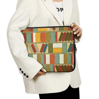 Watercolor Bookshelf Pattern Print Laptop Sleeve