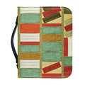Watercolor Bookshelf Pattern Print Leather Bible Cover
