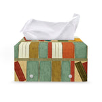 Watercolor Bookshelf Pattern Print Leather Tissue Box Cover