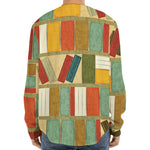 Watercolor Bookshelf Pattern Print Long Sleeve Baseball Jersey