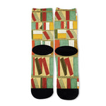 Watercolor Bookshelf Pattern Print Long Socks