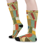 Watercolor Bookshelf Pattern Print Long Socks