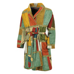 Watercolor Bookshelf Pattern Print Men's Bathrobe