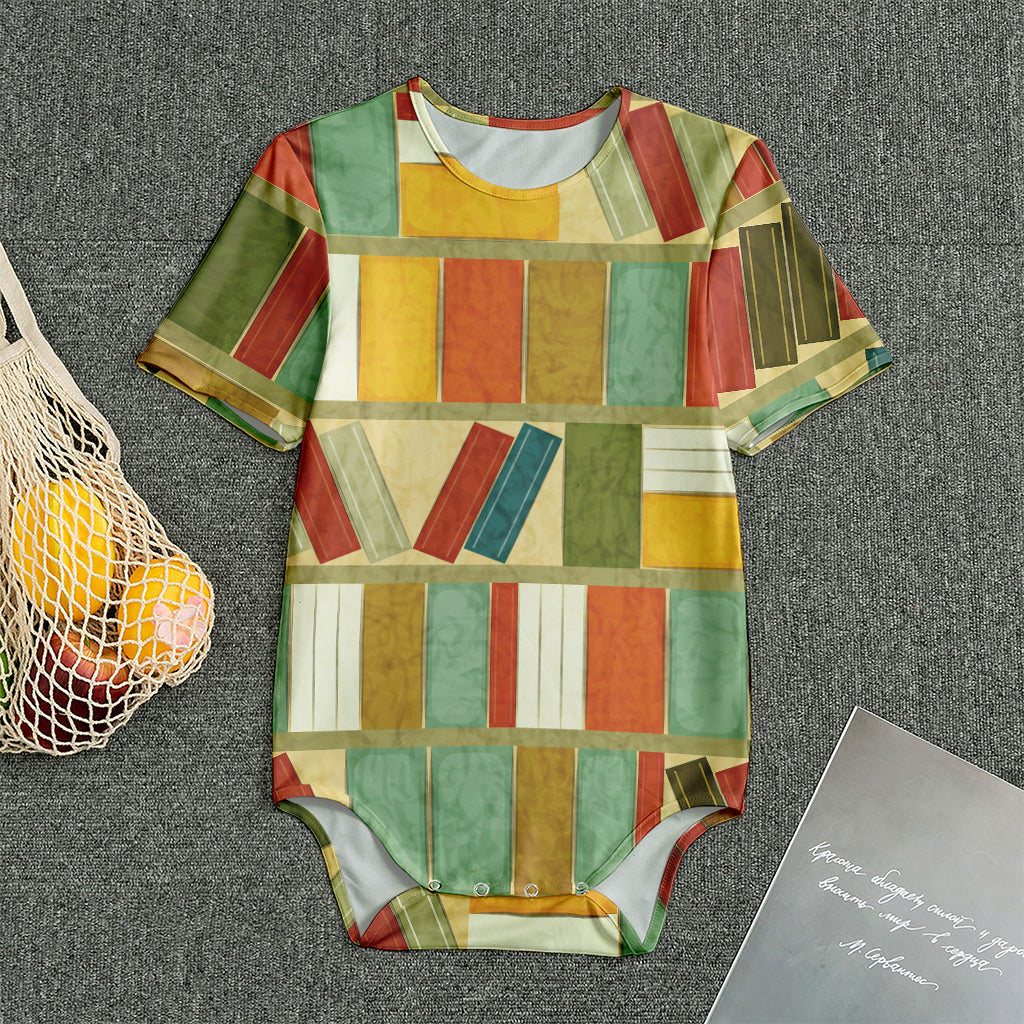Watercolor Bookshelf Pattern Print Men's Bodysuit