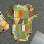Watercolor Bookshelf Pattern Print Men's Bodysuit