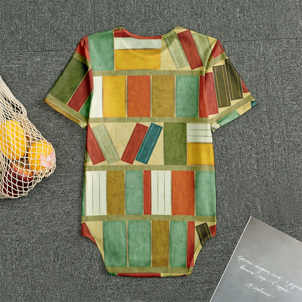 Watercolor Bookshelf Pattern Print Men's Bodysuit